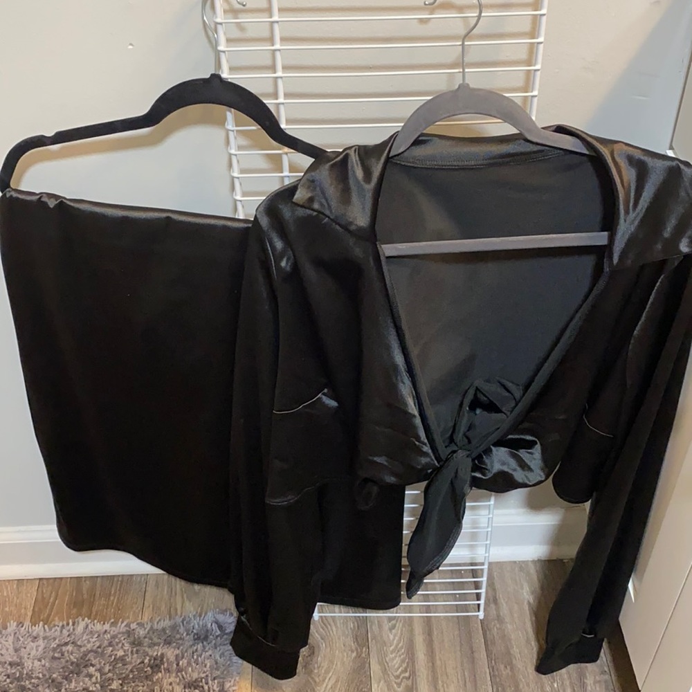 SHEIN brand new black silk 2- piece pants set
